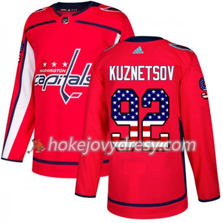 Pánské Hokejový Dres Washington Capitals Evgeny Kuznetsov 92 2017-2018 USA Flag Fashion Černá Adidas Authentic